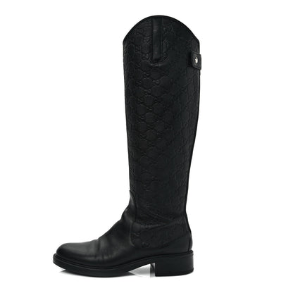 Gucci Guccissima Calfskin Miro Soft Knee High Riding Boots 38 Black 1 of 10