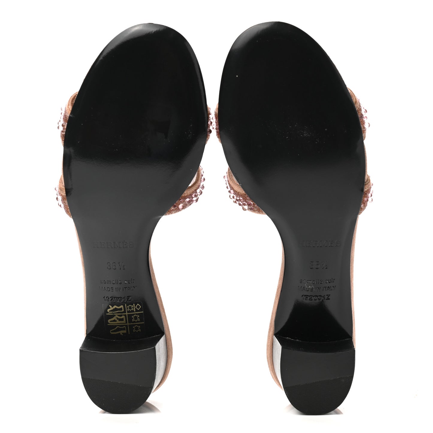 Suede Goatskin Crystal Oasis Sandals 36.5 Rose Nude