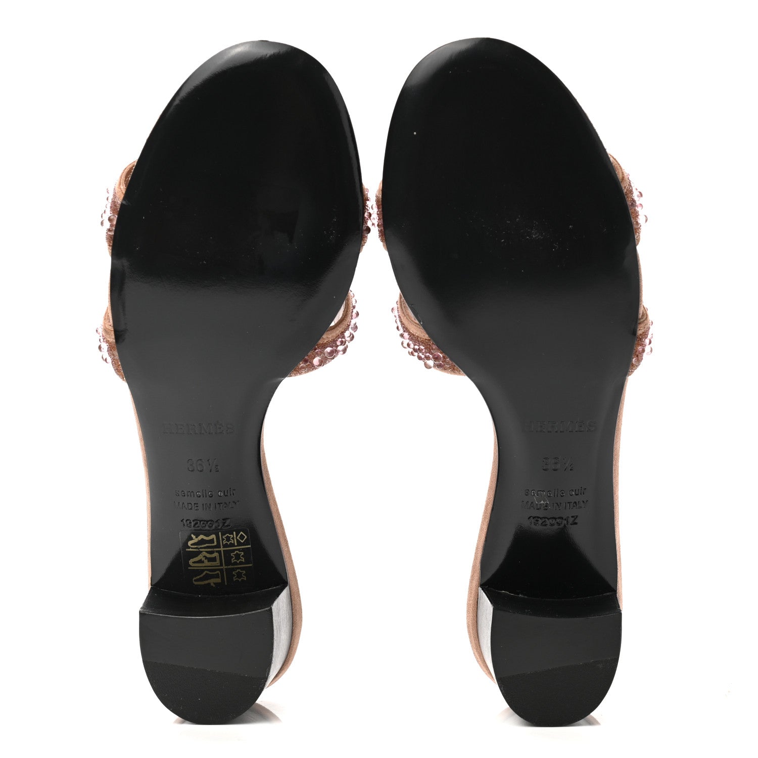 Hermes Suede Goatskin Crystal Oasis Sandals 36.5 Rose Nude 5 of 10
