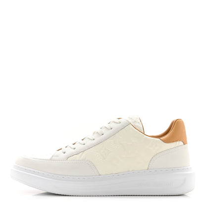 Louis Vuitton Grained Calfskin Embossed Monogram Mens Beverly Hills Sneakers 8 White 1 of 9