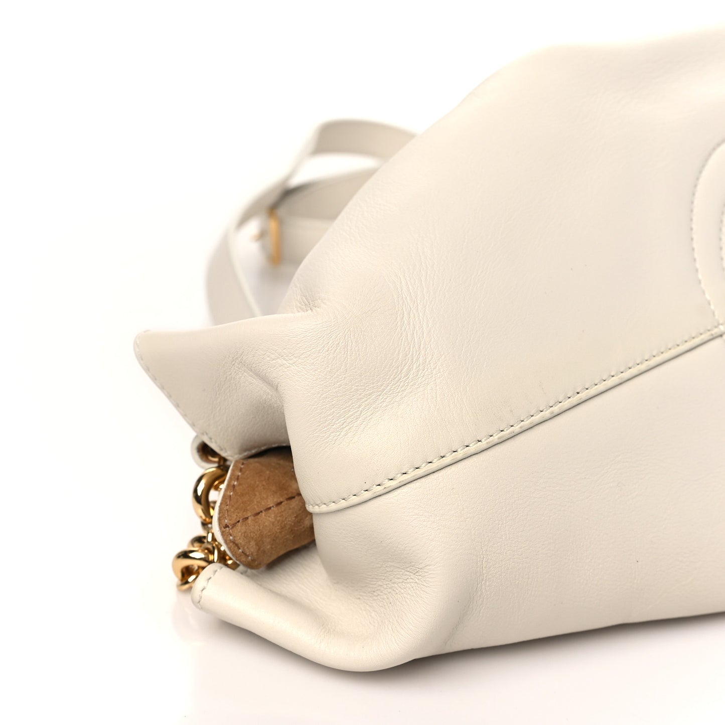 Shiny Nappa Calfskin Small Paseo Bag With Chain Soft White