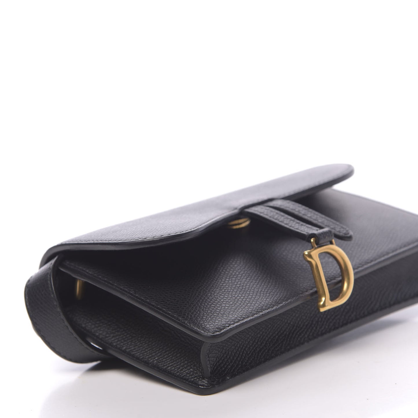 Grained Calfskin Saddle Belt Bag Black