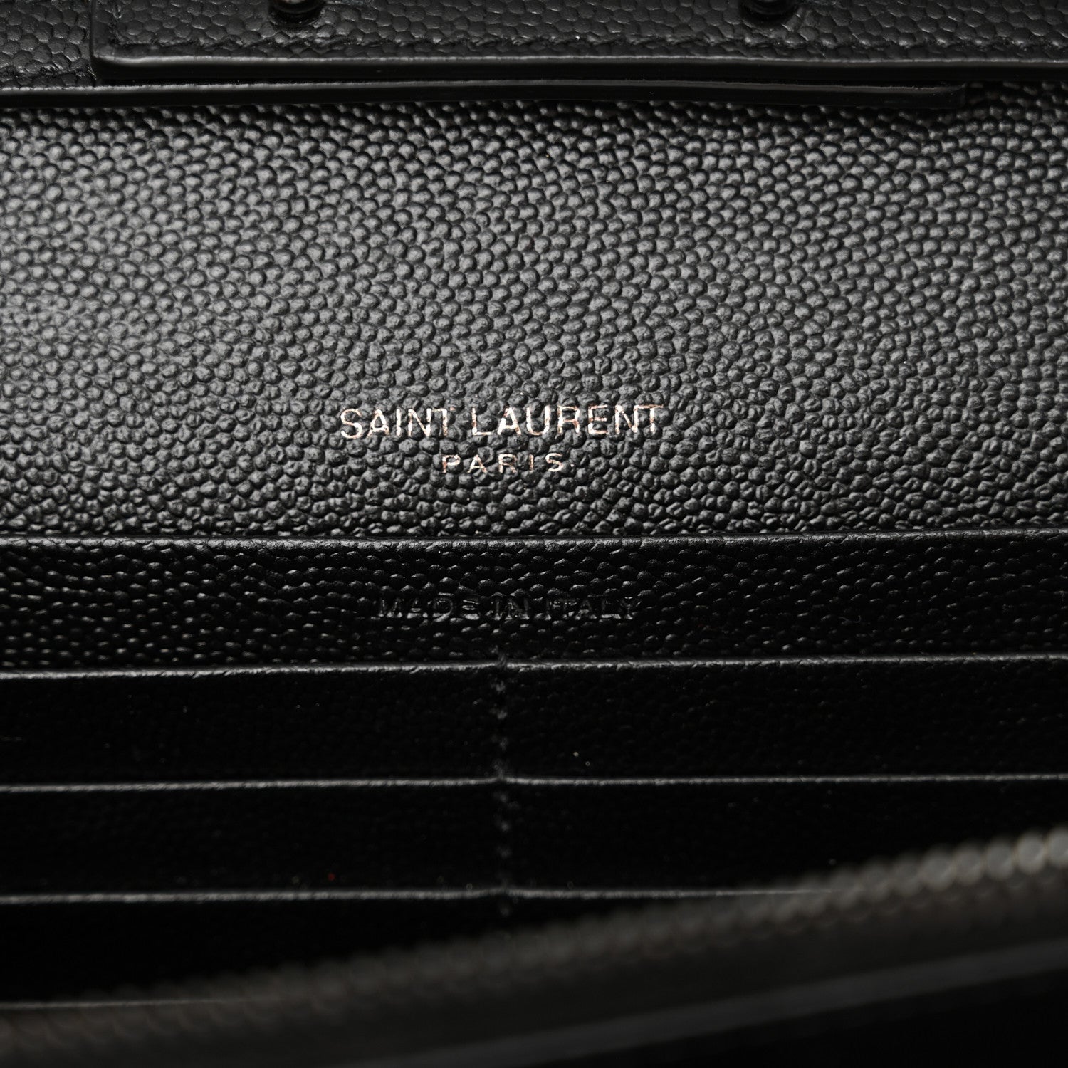 Saint Laurent Grain De Poudre Matelasse Chevron Monogram Monochrome Chain Wallet Black 6 of 11