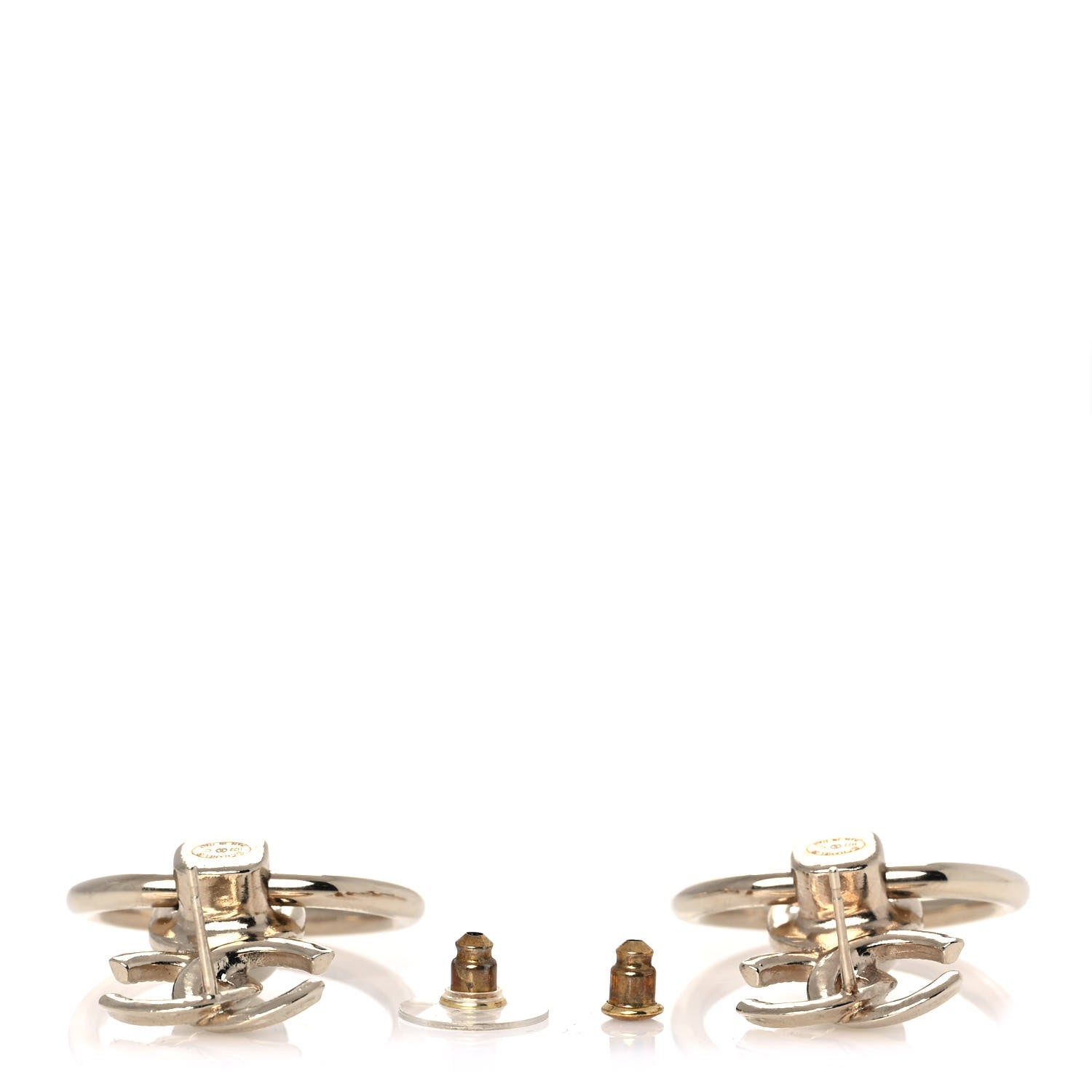 Chanel Metal Pearl CC Hoop Drop Earrings Gold 3 of 5