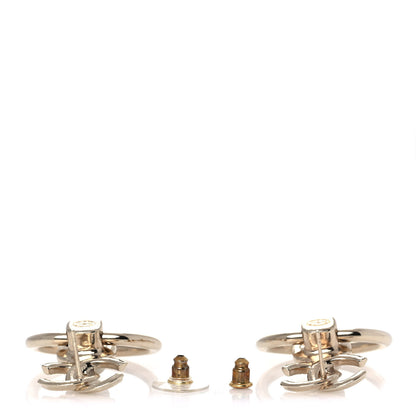 Chanel Metal Pearl CC Hoop Drop Earrings Gold 3 of 5