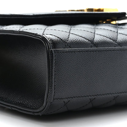 Saint Laurent Grain De Poudre Textured Mixed Matelasse Triquilt Medium Monogram Satchel Black 7 of 8