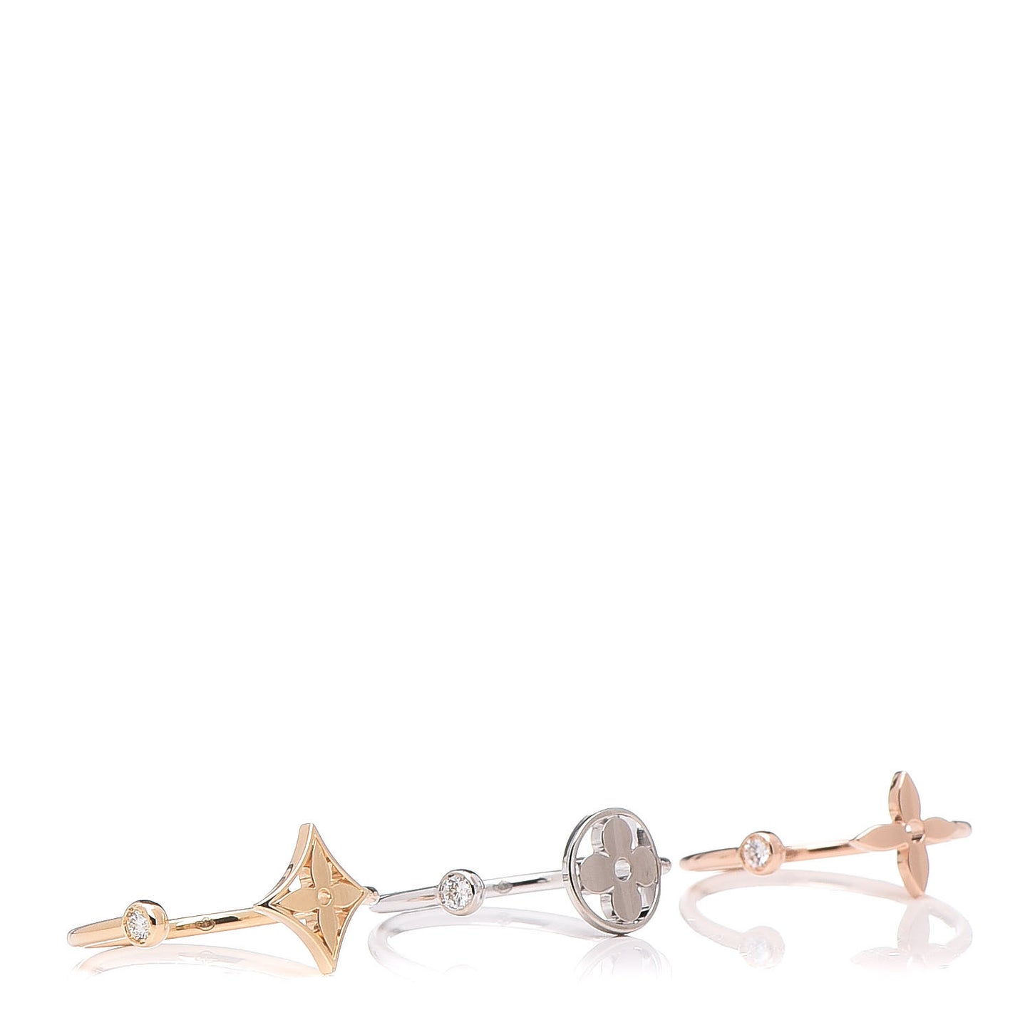 18K Yellow White Pink Gold Diamond Idylle Blossom Ring 3 Set 54 7