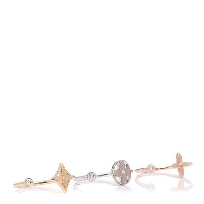 Louis Vuitton 18K Yellow White Pink Gold Diamond Idylle Blossom Ring 3 Set 54 7 1 of 10