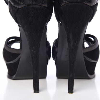 Saint Laurent Calfskin Suede Platform Sandals 38.5 Black 13 of 21