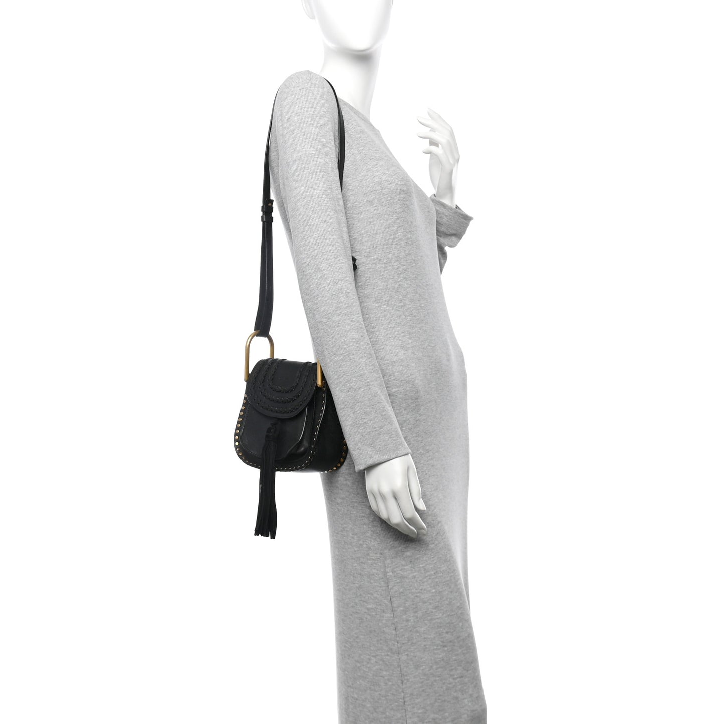 Calfskin Braided Mini Hudson Shoulder Bag Black