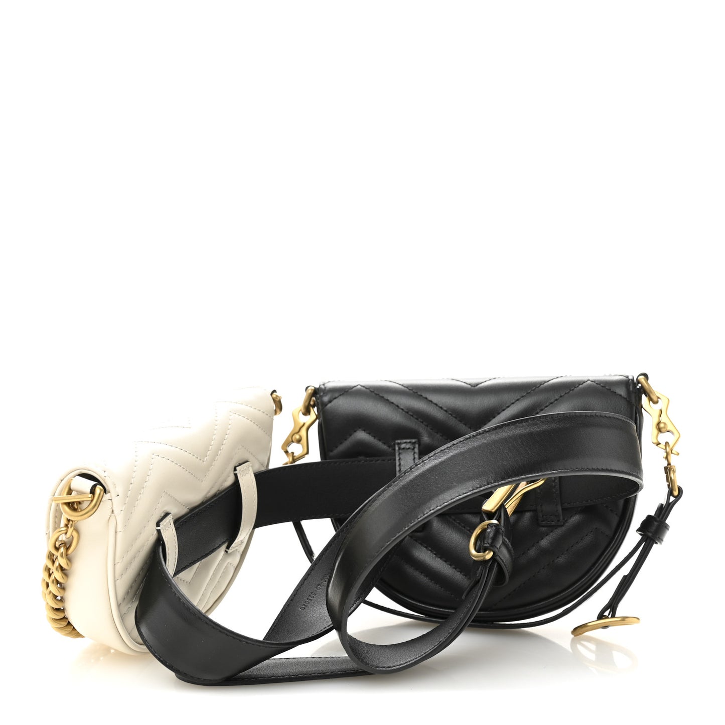Calfskin Matelasse GG Marmont Multi Belt Bag 100 40 Black Mystic White