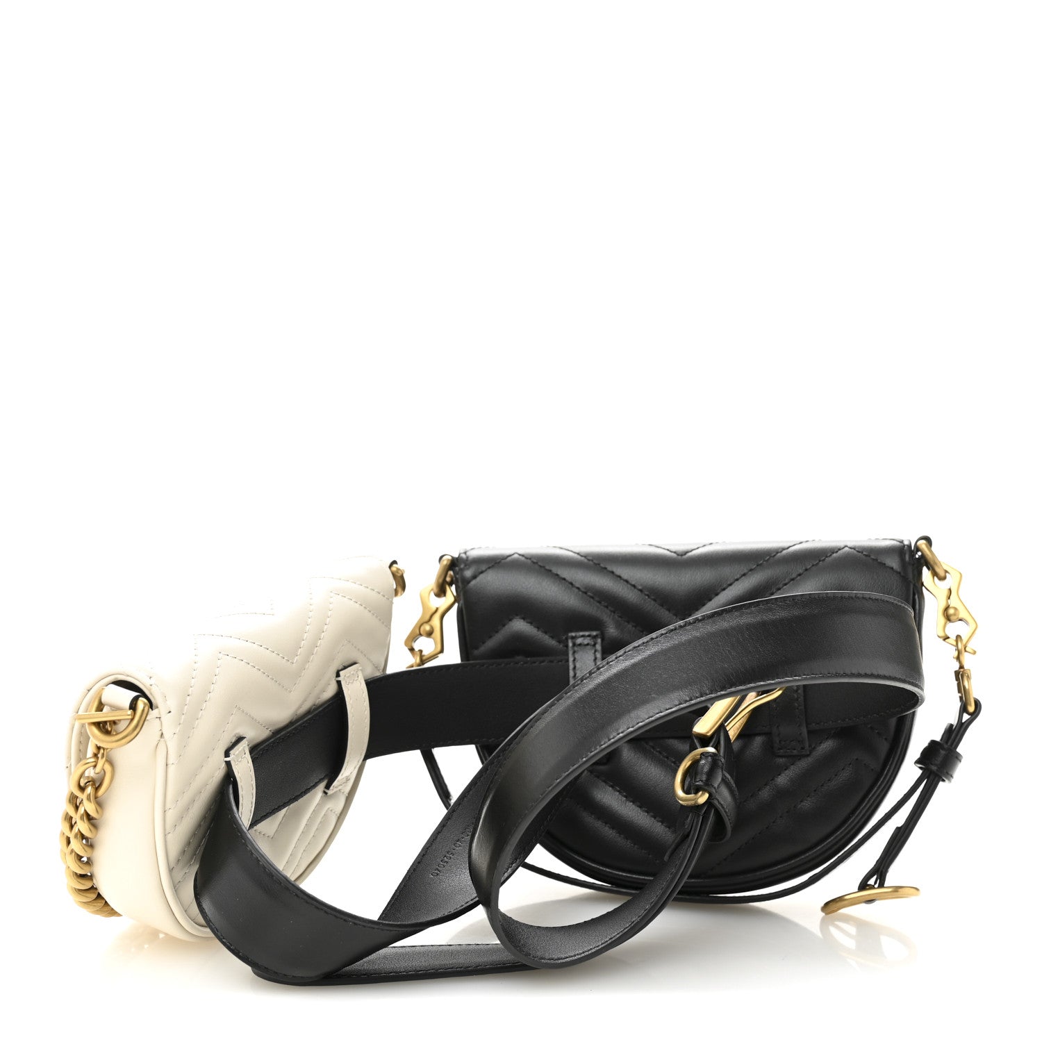 Gucci Calfskin Matelasse GG Marmont Multi Belt Bag 100 40 Black Mystic White 5 of 25
