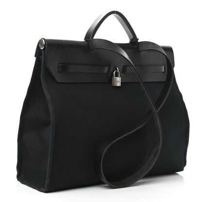 Hermes Toile Vache Calfskin Herbag 39 MM Black 3 of 17