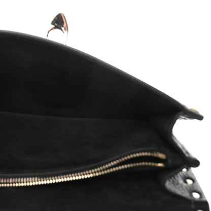 Valentino Garavani Pebbled Calfskin Rockstud Flip Lock Shoulder Bag Black 5 of 9