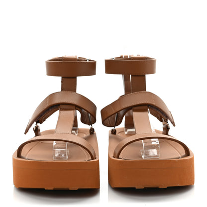 Hermes Calfskin Womens Enid Sandals 37 Gold 2 of 8