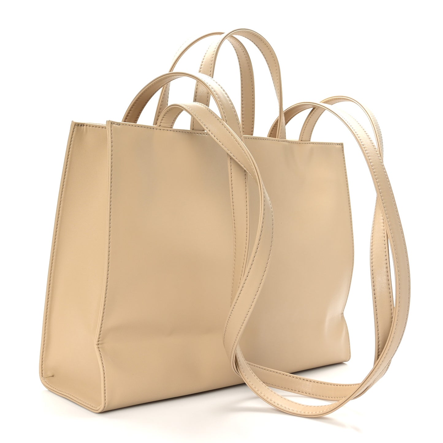 Vegan Leather Medium Shopping Bag Cream