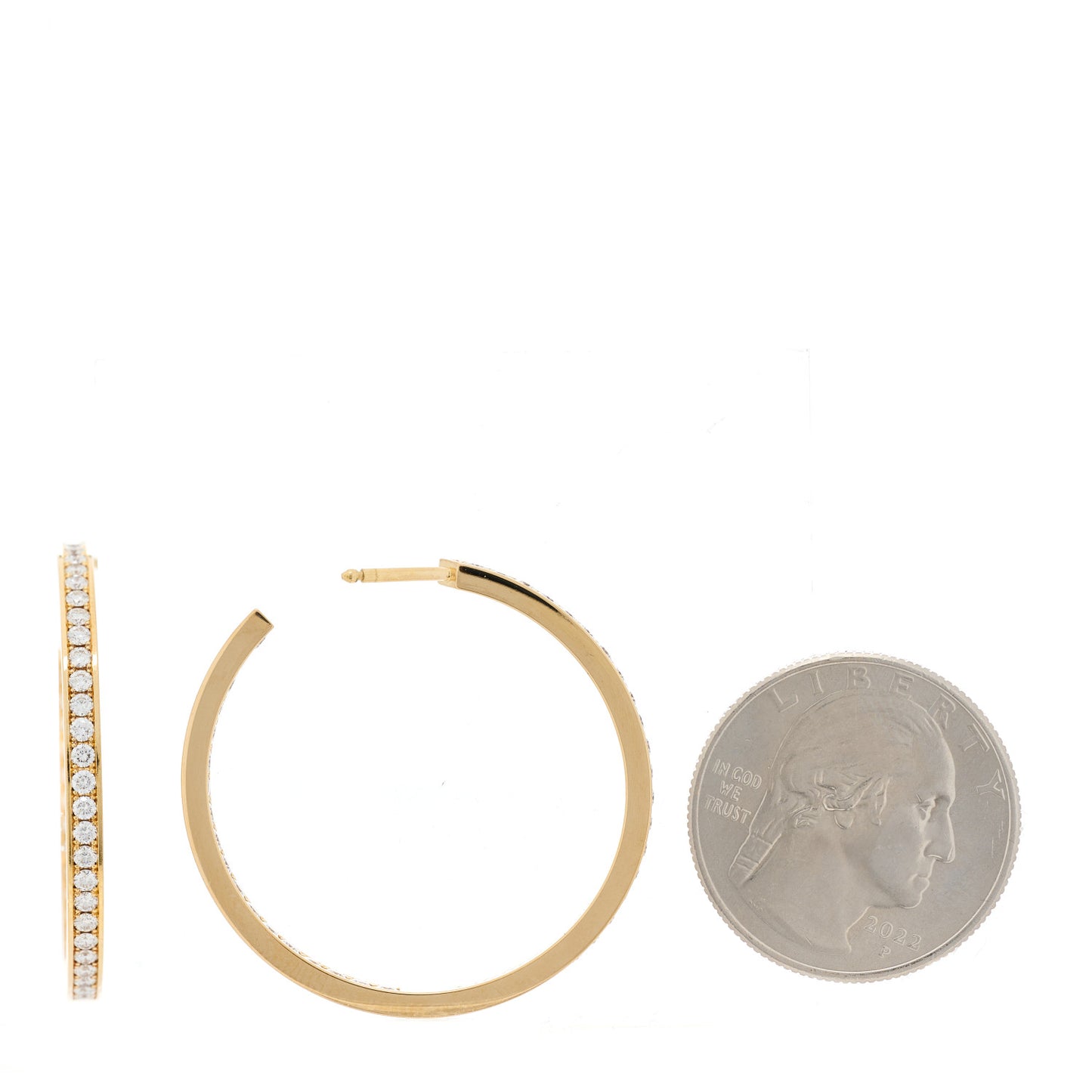 18K Yellow Gold Diamond LM Inside Out Hoop Earrings