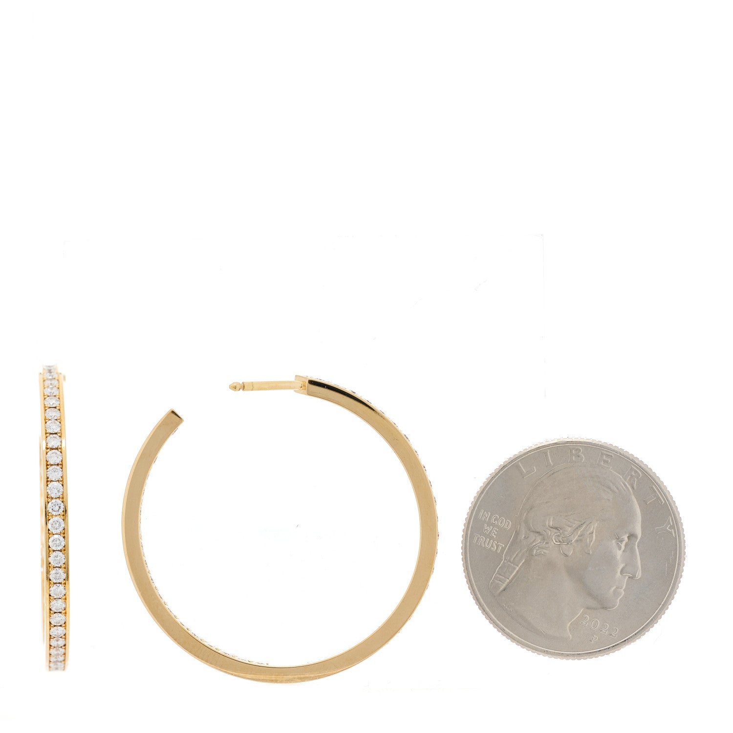 Cartier 18K Yellow Gold Diamond LM Inside Out Hoop Earrings 2 of 5