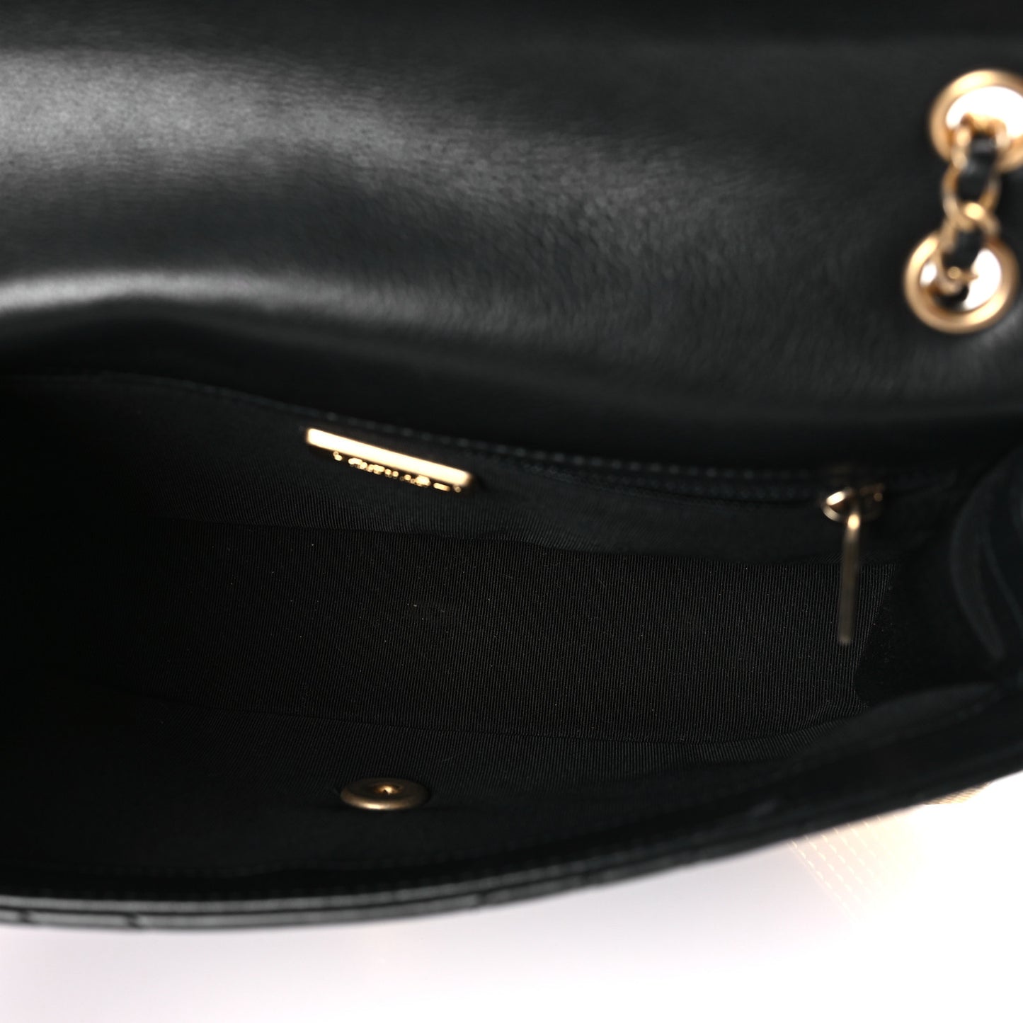 Calfskin Chevron Quilted Rock The Corner Flap Black