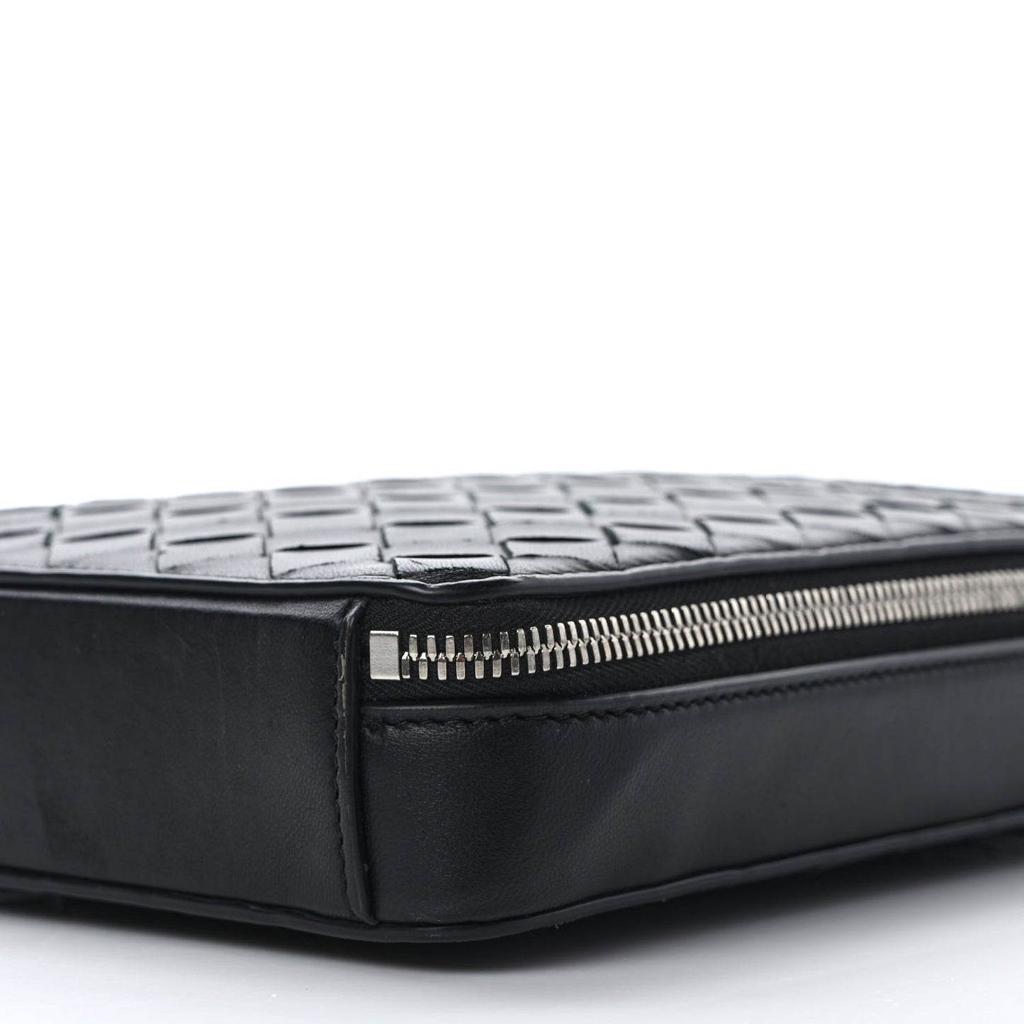 Nappa Intrecciato Zip Around Crossbody Bag Black