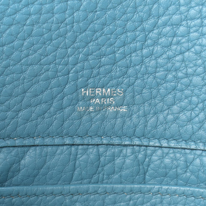 Hermes Taurillon Clemence Sherpa Backpack Blue Jean 6 of 16