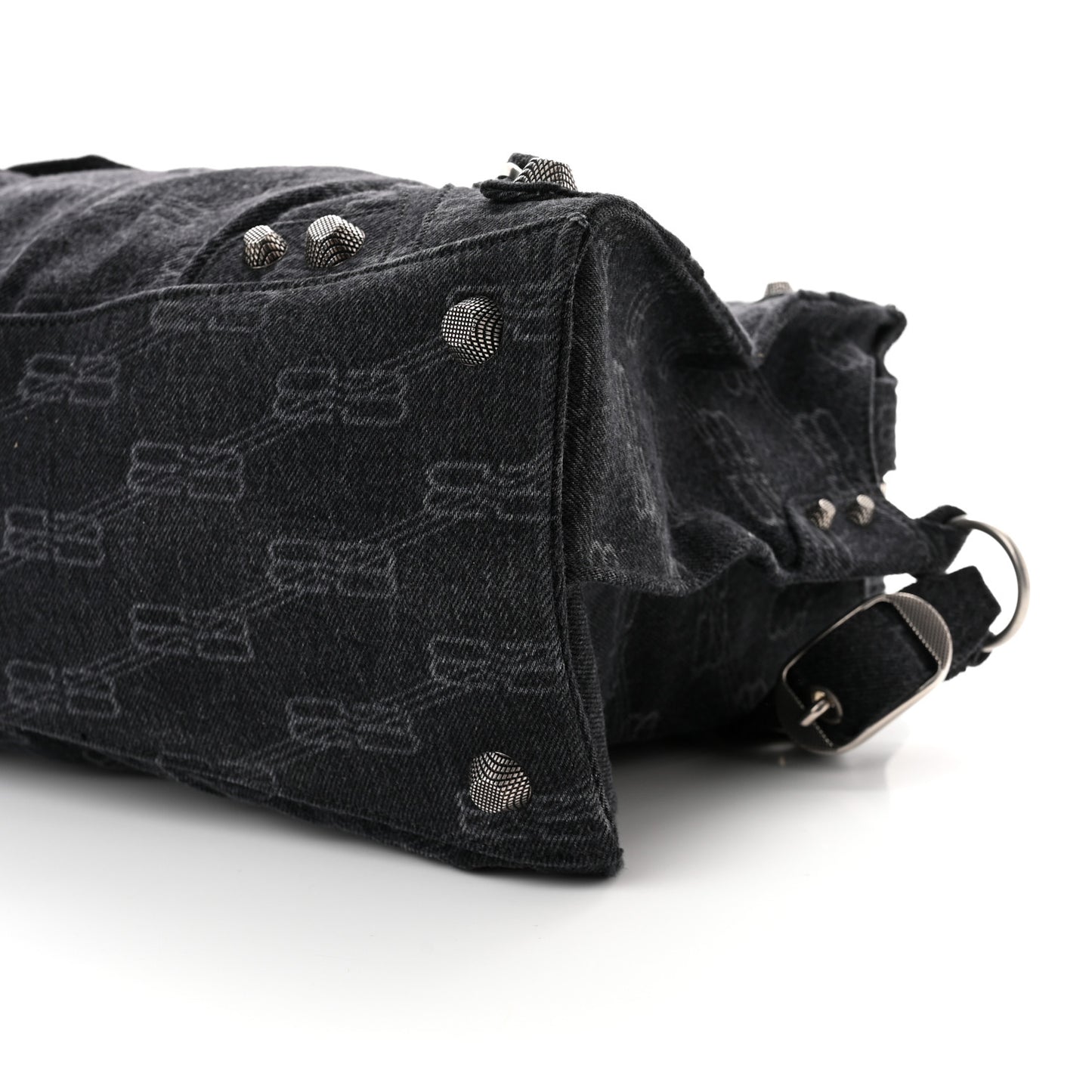 Washed Denim BB Monogram Neo Cagole City Handbag Black