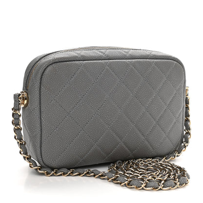 Chanel Iridescent Caviar Flat Quilted Small Coco Tassel Camera Case Grey 3 of 12