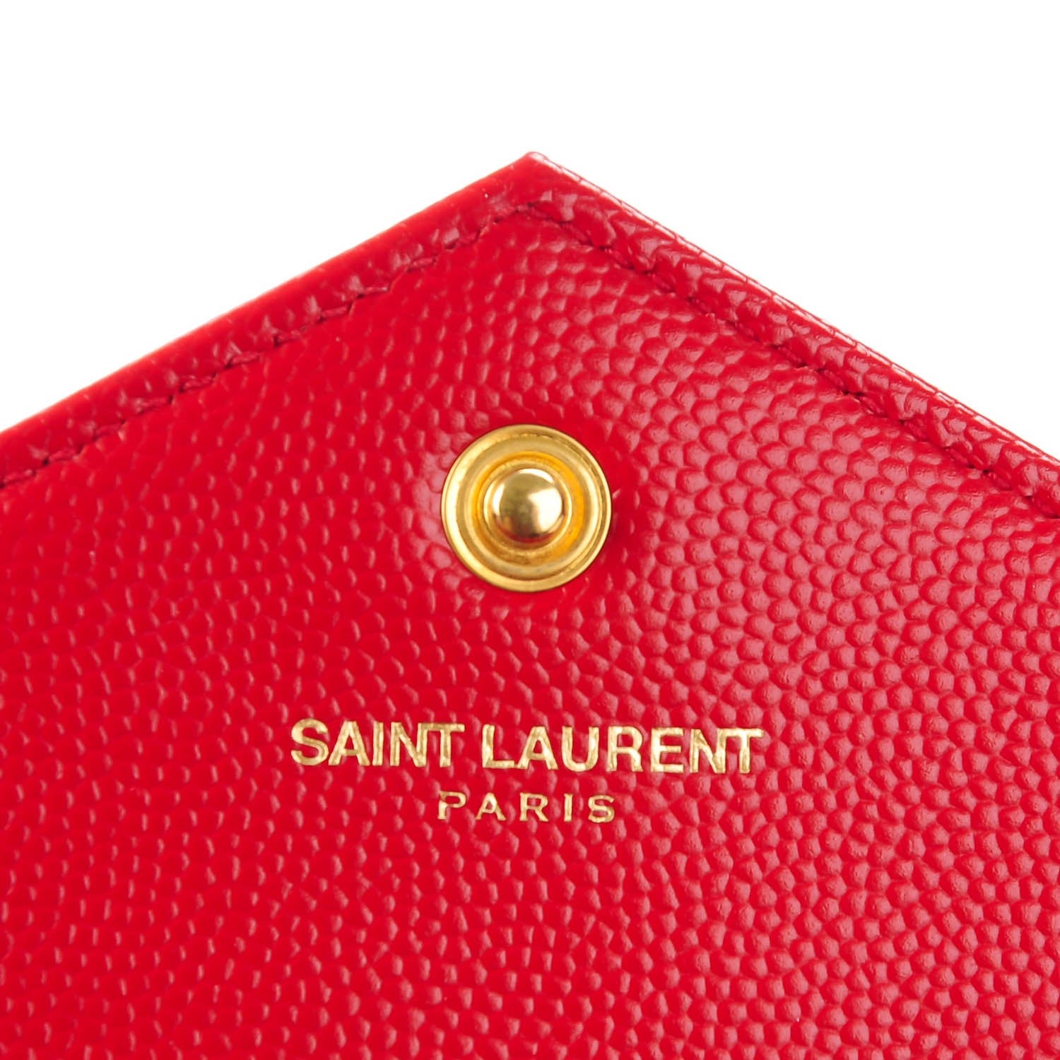 Saint Laurent Grain De Poudre Matelasse Chevron Monogram Chain Wallet Red 6 of 7