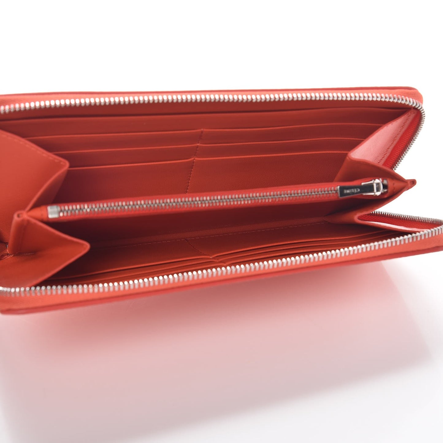 Drummed Calfskin Large Zip Around Multifunction Wallet Coral