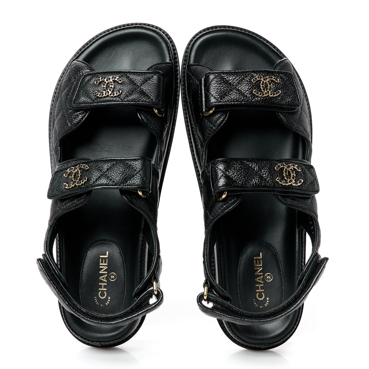 Grained Calfskin Velcro Dad Sandals 39.5 Black