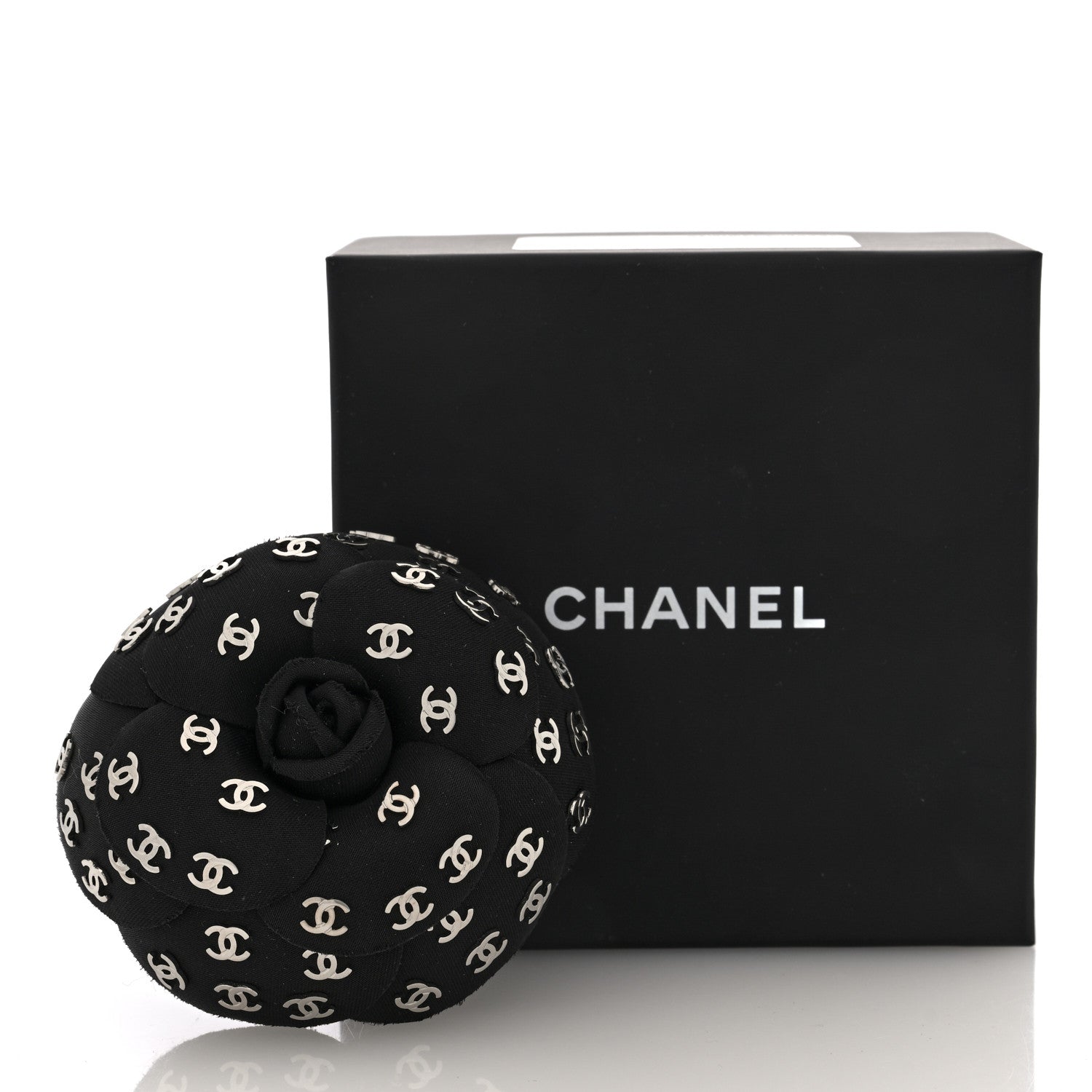 Chanel Satin CC Camellia Pin Brooch Black 4 of 4