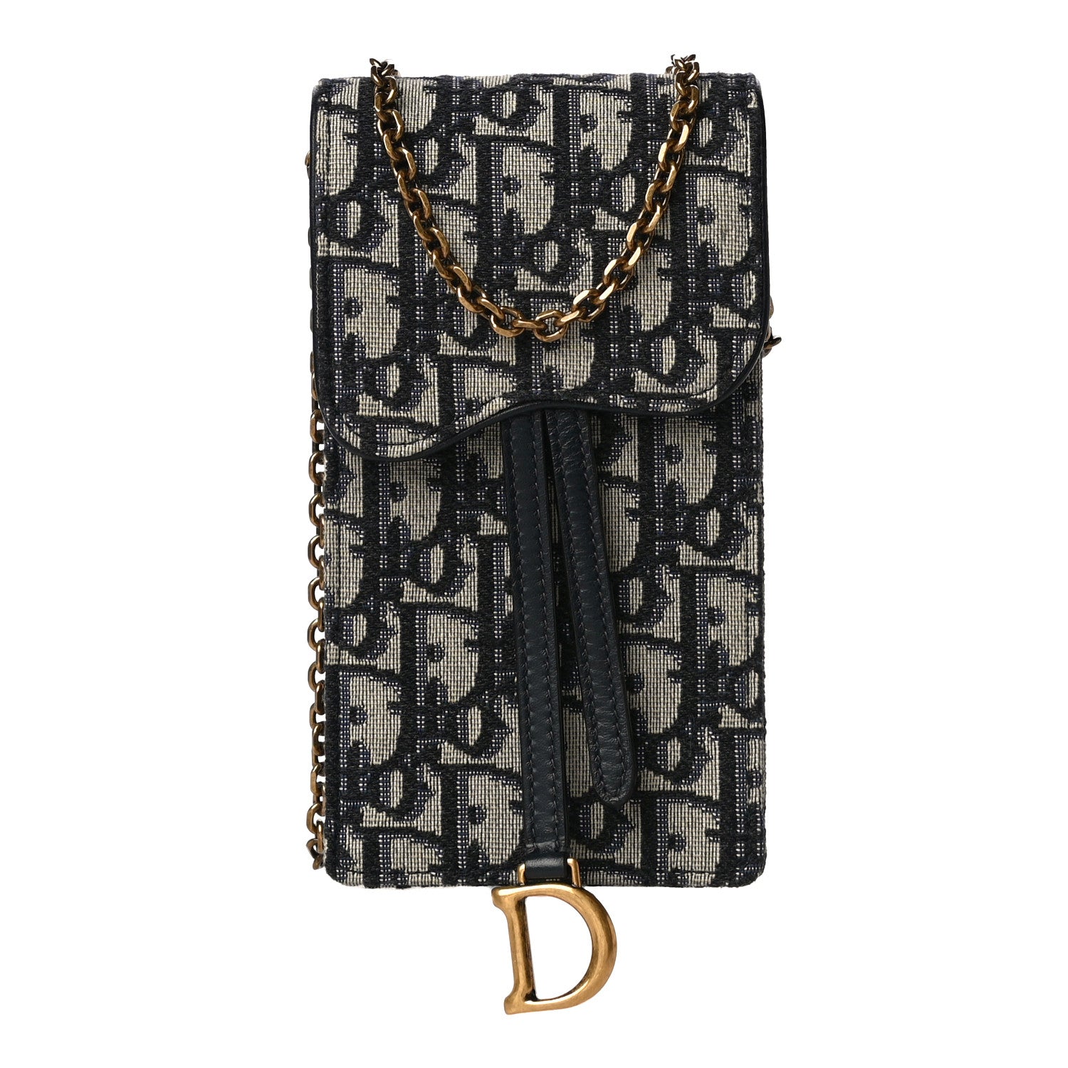 Christian Dior Oblique Vertical Saddle Pouch Blue 1 of 10