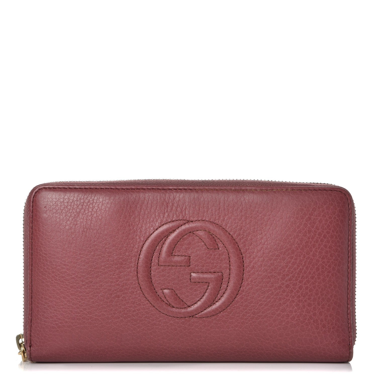 Gucci Pebbled Calfskin Soho Zip Around Wallet Peonia Flower 1 of 11