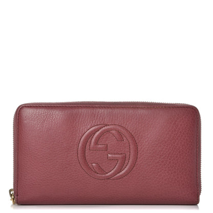 Gucci Pebbled Calfskin Soho Zip Around Wallet Peonia Flower 1 of 11