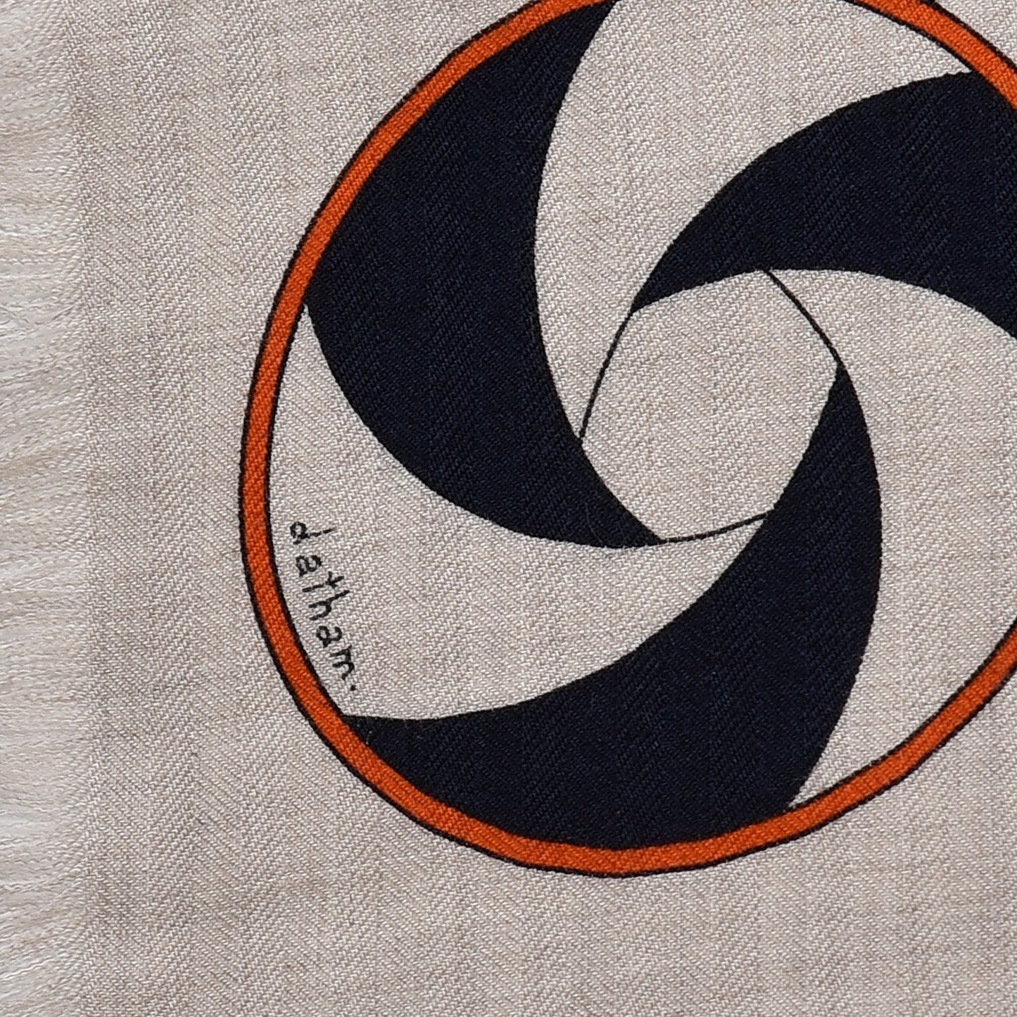 Cashmere Silk Imprimeur Fou Sequences Shawl 140 Naturel Kaki Orange