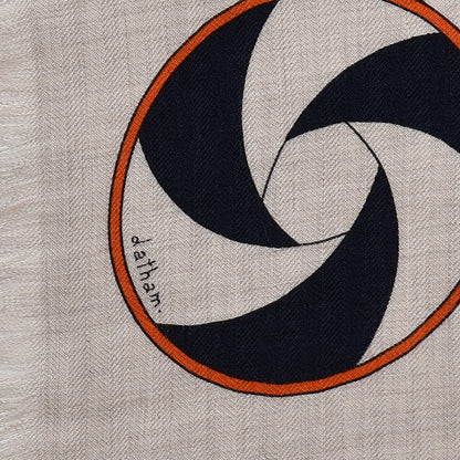 Hermes Cashmere Silk Imprimeur Fou Sequences Shawl 140 Naturel Kaki Orange 6 of 7