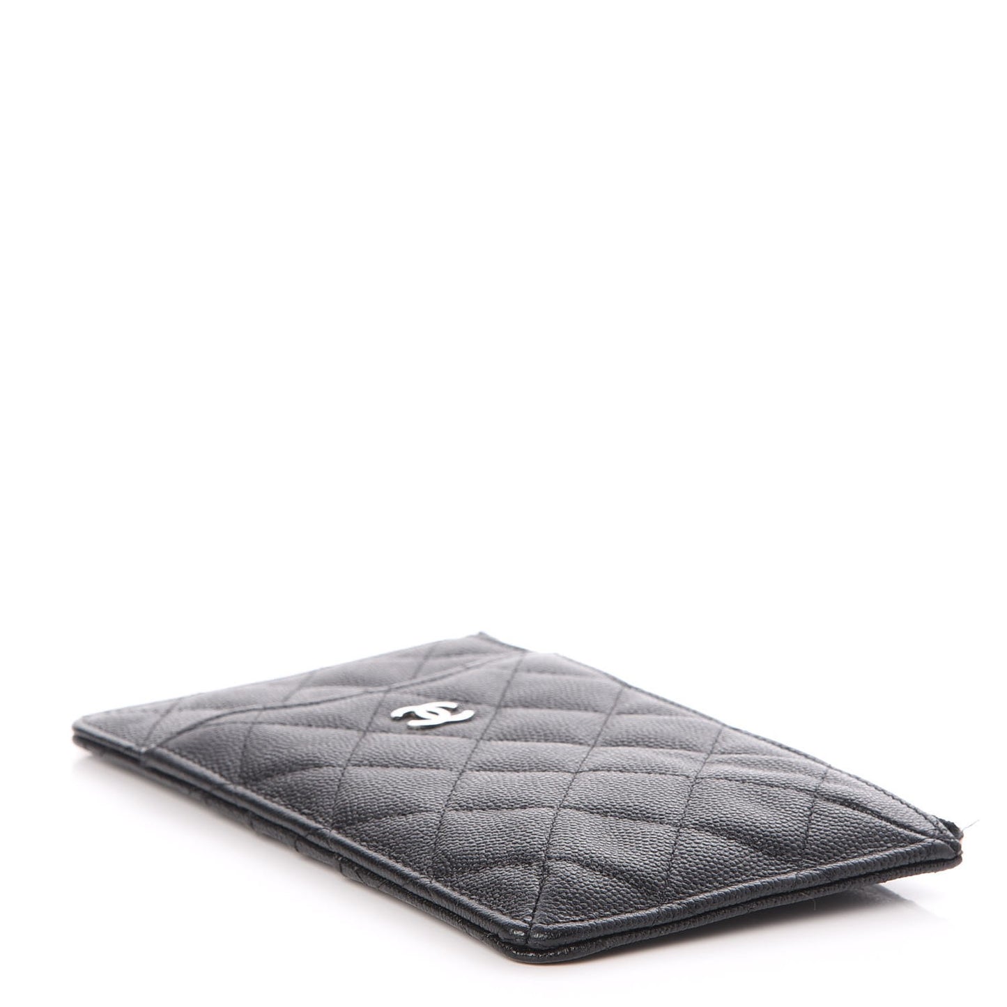 Caviar Quilted Classic Flat Wallet Pouch Black