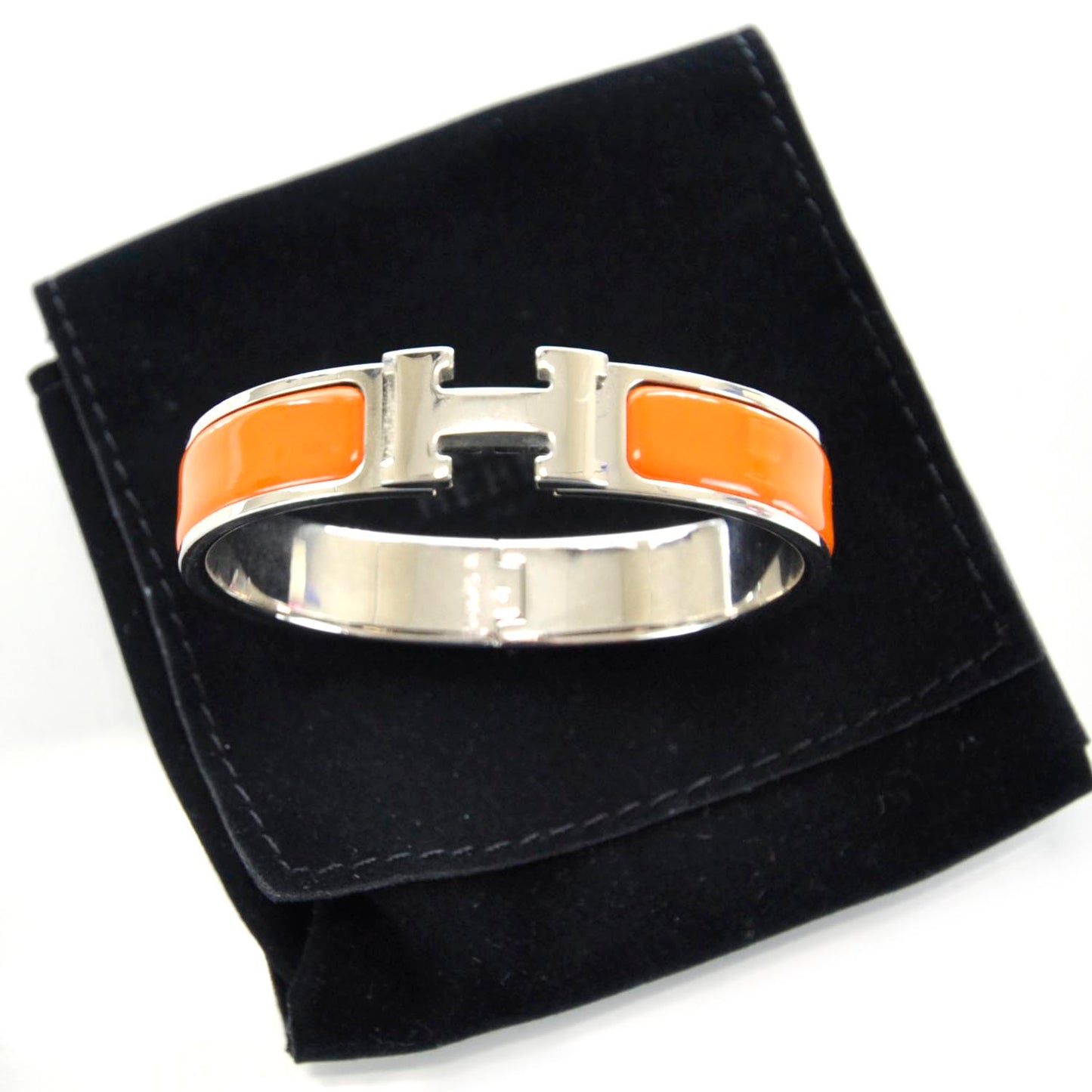 Narrow Enamel Clic Clac H Bracelet PM Orange