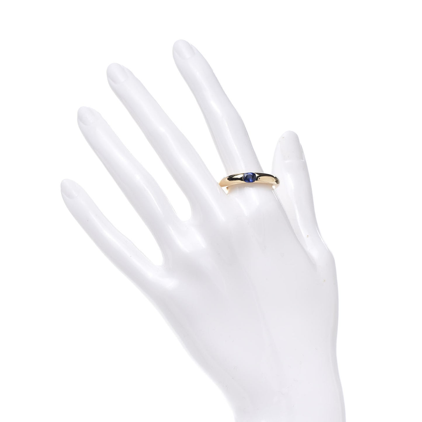 18K Yellow Gold Blue Sapphire Ellipse Oval Cut Ring 57 8