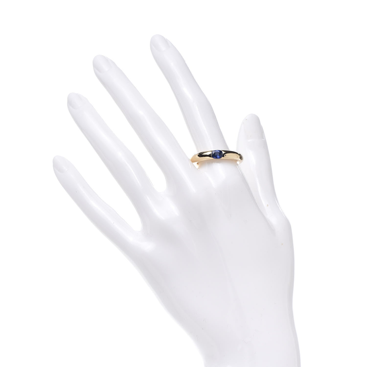 Cartier 18K Yellow Gold Blue Sapphire Ellipse Oval Cut Ring 57 8 2 of 5