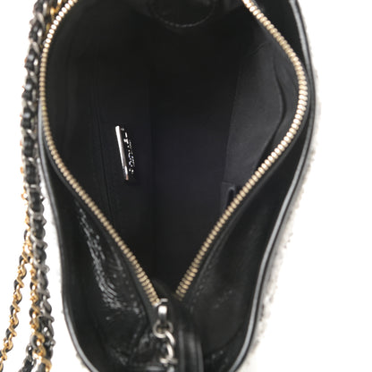 Chanel Sequin Wool Calfskin Small Gabrielle Hobo Black White 5 of 11