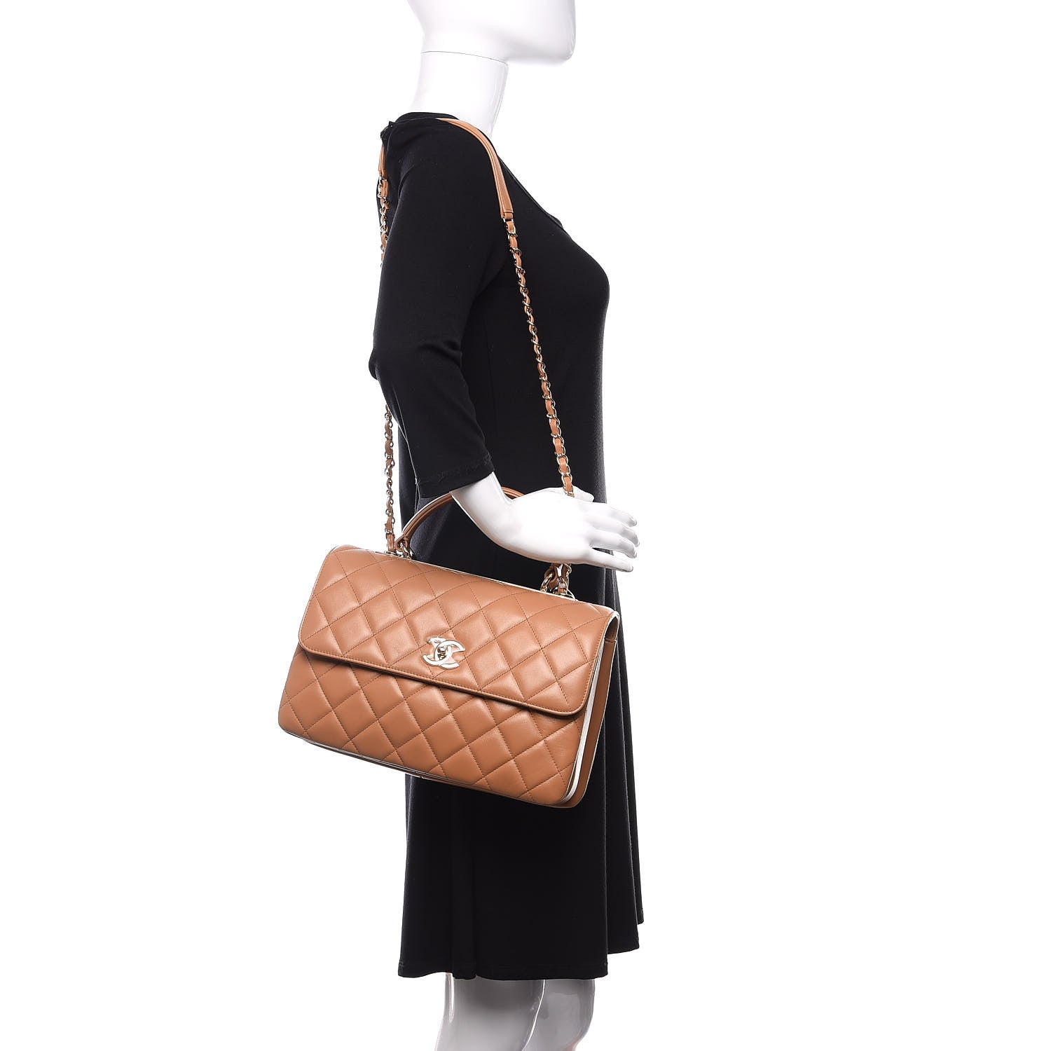 Chanel Lambskin Quilted Medium Trendy CC Flap Dual Handle Bag Light Brown 2 of 12