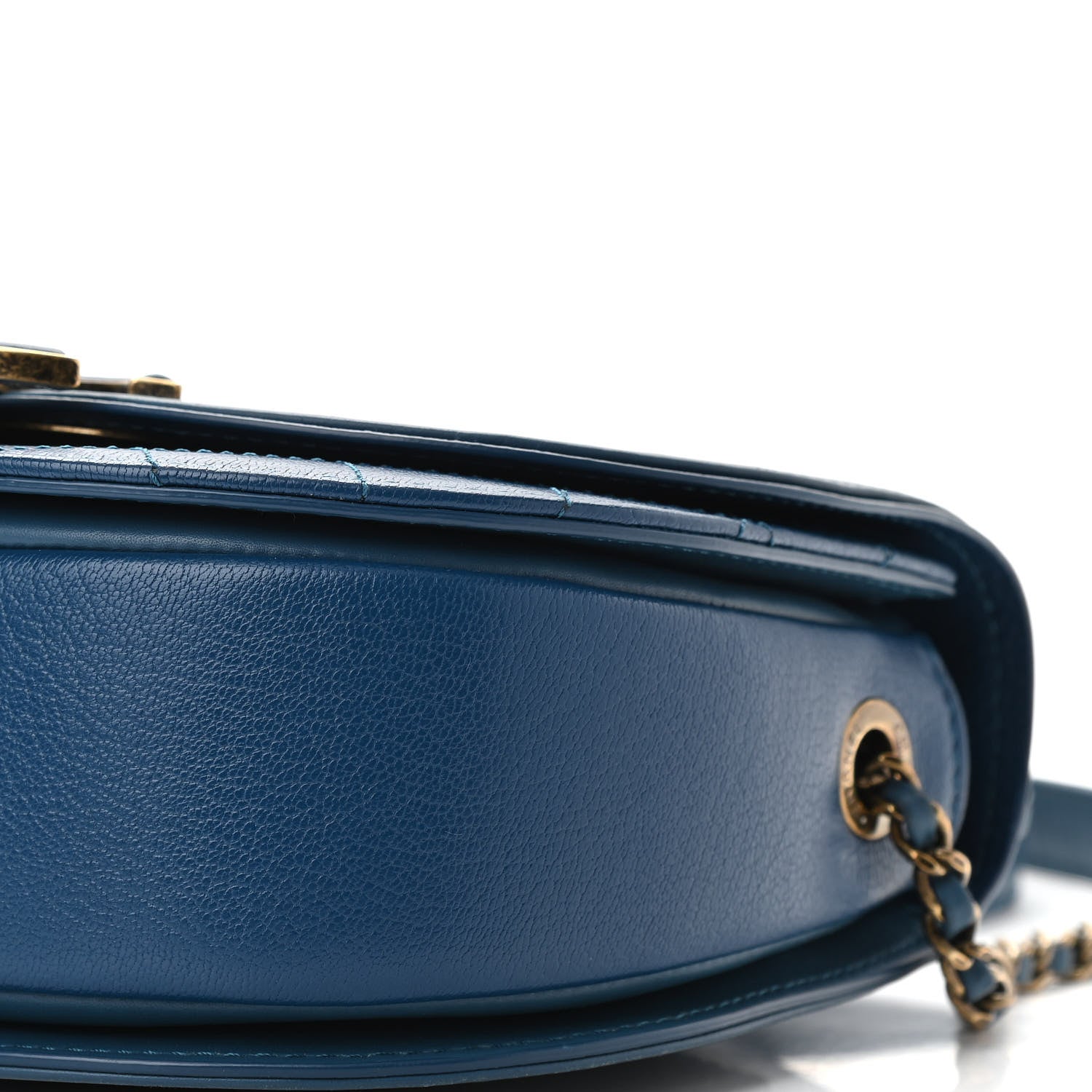 Chanel Shiny Calfskin Goatskin Quilted Medium Coco Curve Messenger Flap Navy 9 of 11