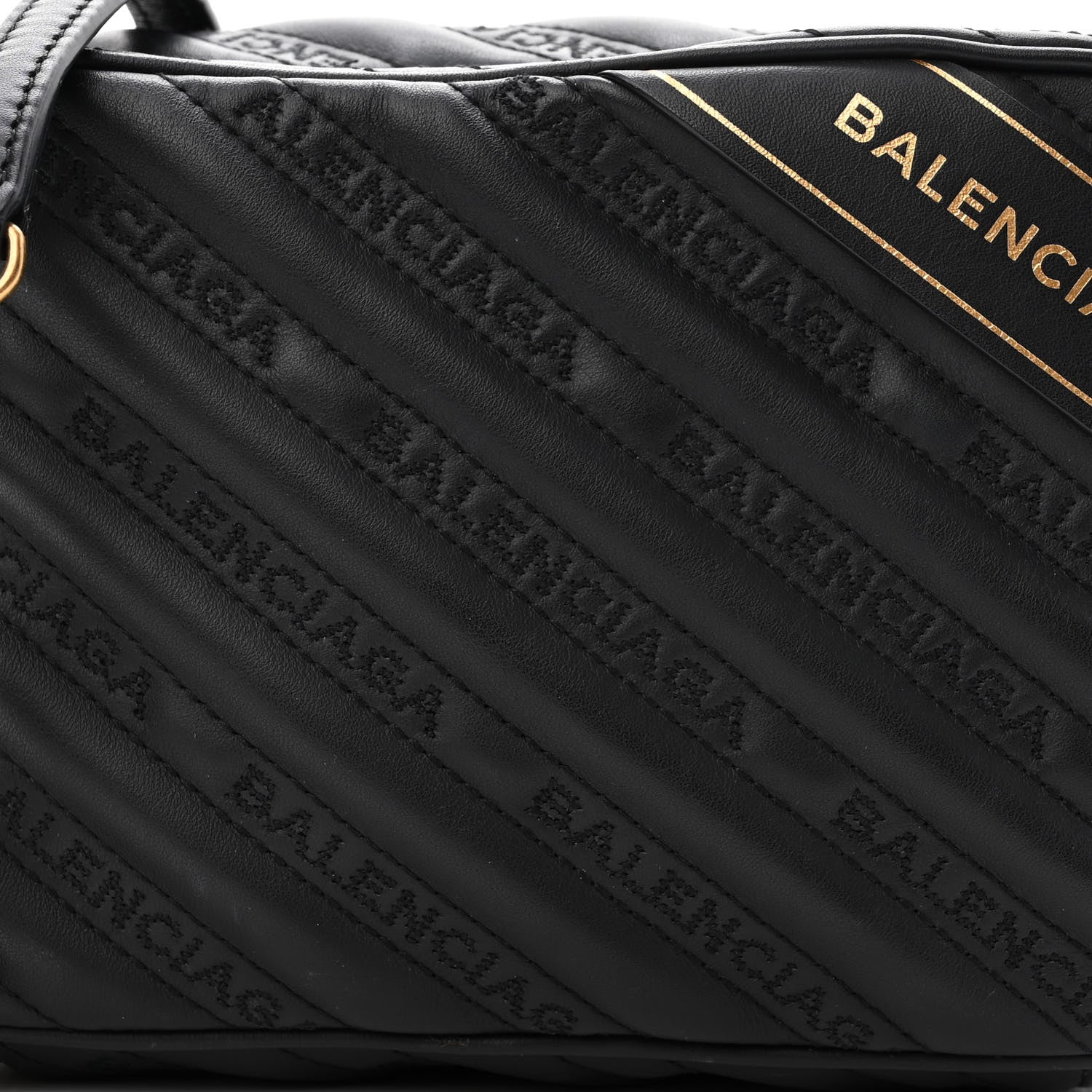 Balenciaga Calfskin Logo Matelasse Chain Strap Blanket Reporter XS Black 8 of 10