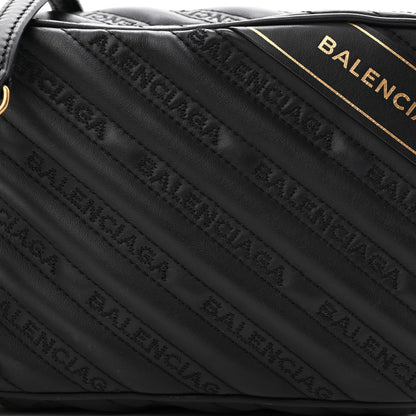 Balenciaga Calfskin Logo Matelasse Chain Strap Blanket Reporter XS Black 8 of 10