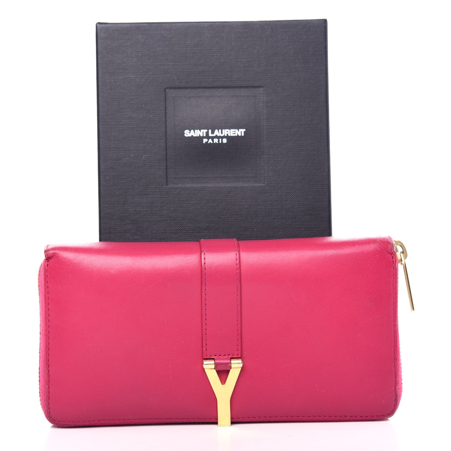 Calfskin Classic Y Ligne Zip Around Wallet Fuchsia