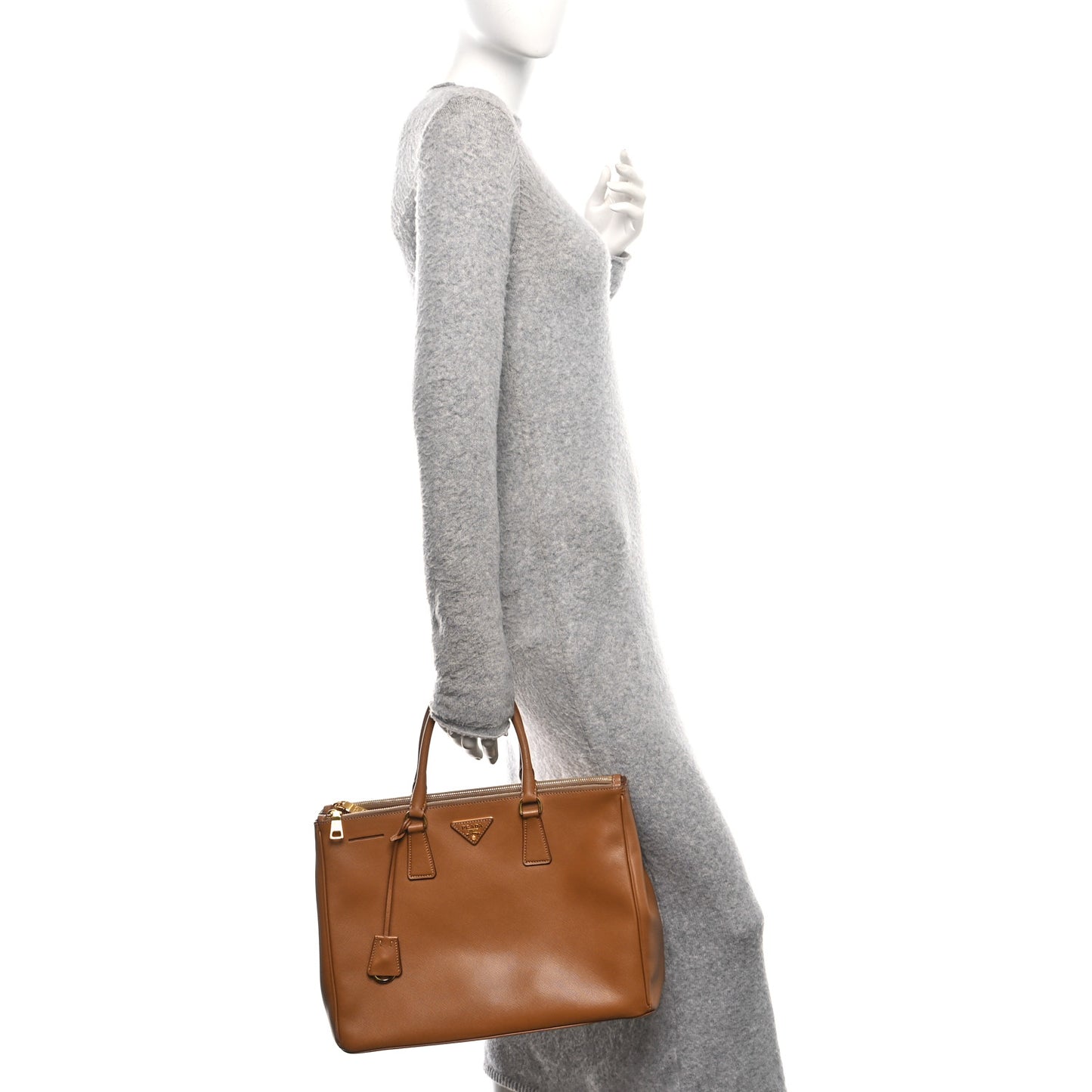 Saffiano Lux Extra Large Galleria Double Zip Tote Caramel