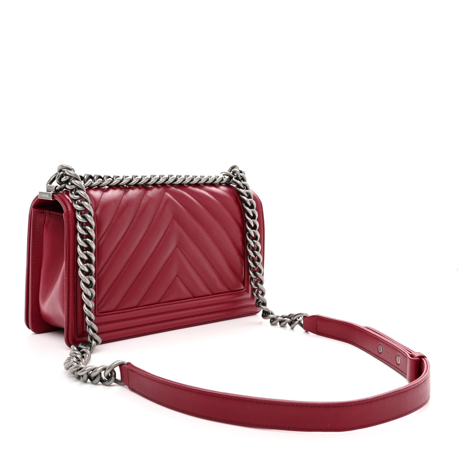 Chanel Calfskin Chevron Quilted Medium Boy Flap Burgundy 3 of 11