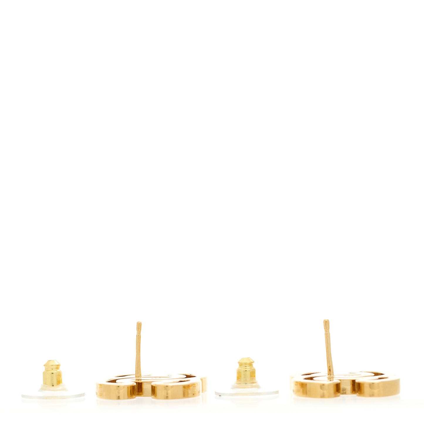 Metal Enamel CC Earrings Black Gold