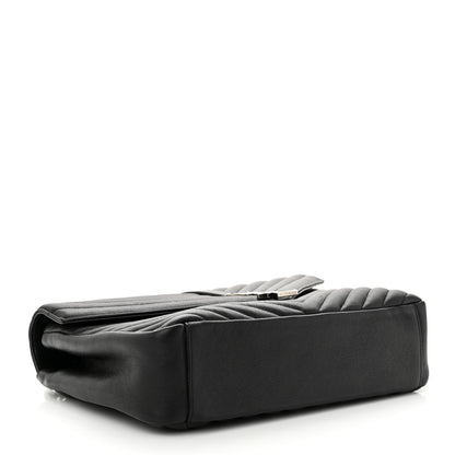 Saint Laurent Sheepskin Matelasse Chevron Monogram Large College Satchel Black 4 of 10